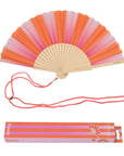 Wooden Fan | Pink and Orange Stripe