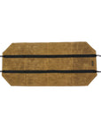 Tan waxed canvas firewood log carrier with webbing handles