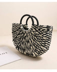 Half Round Straw Tote Bag