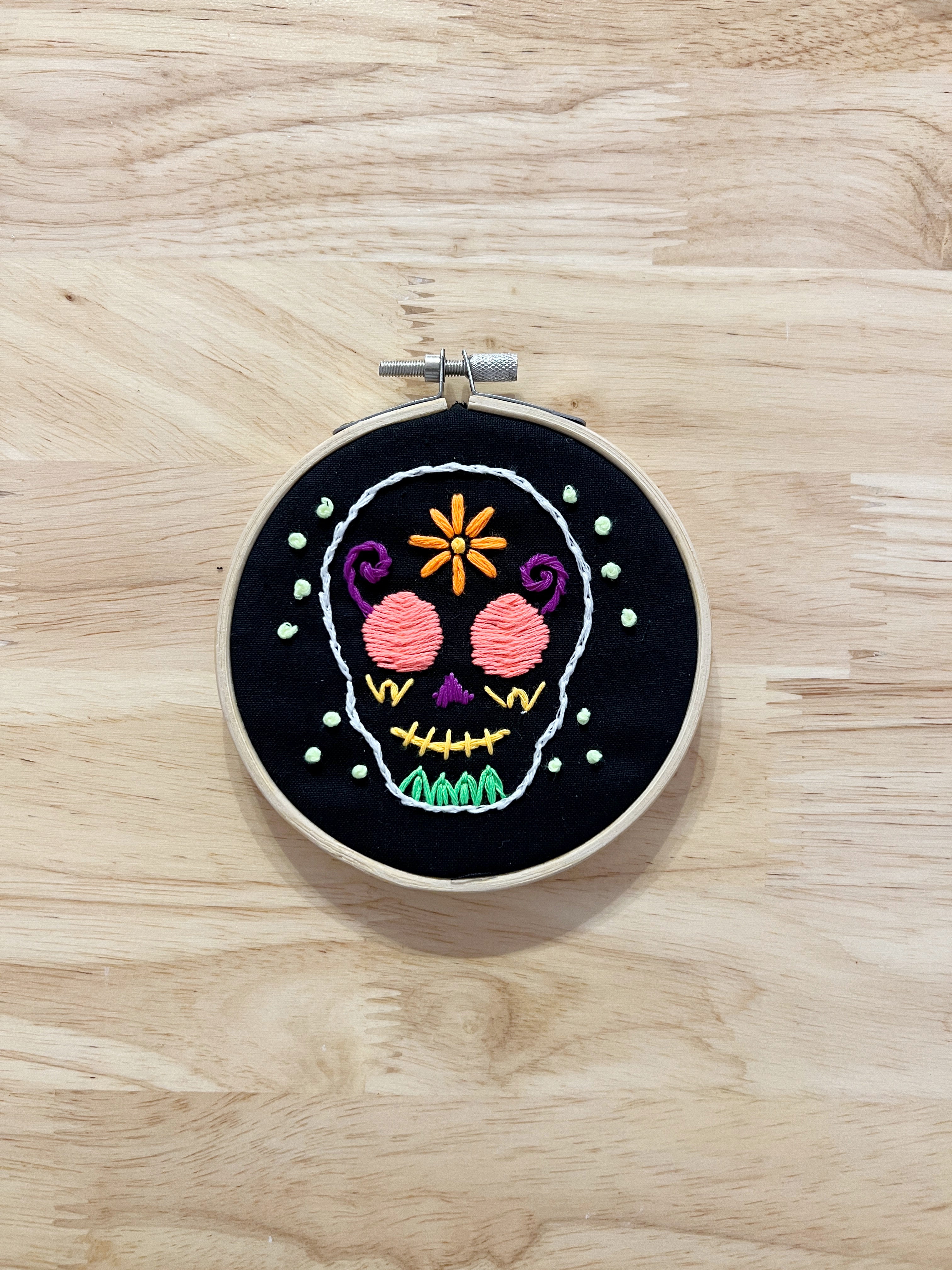 Framed Embroidery | Sugar Skulls