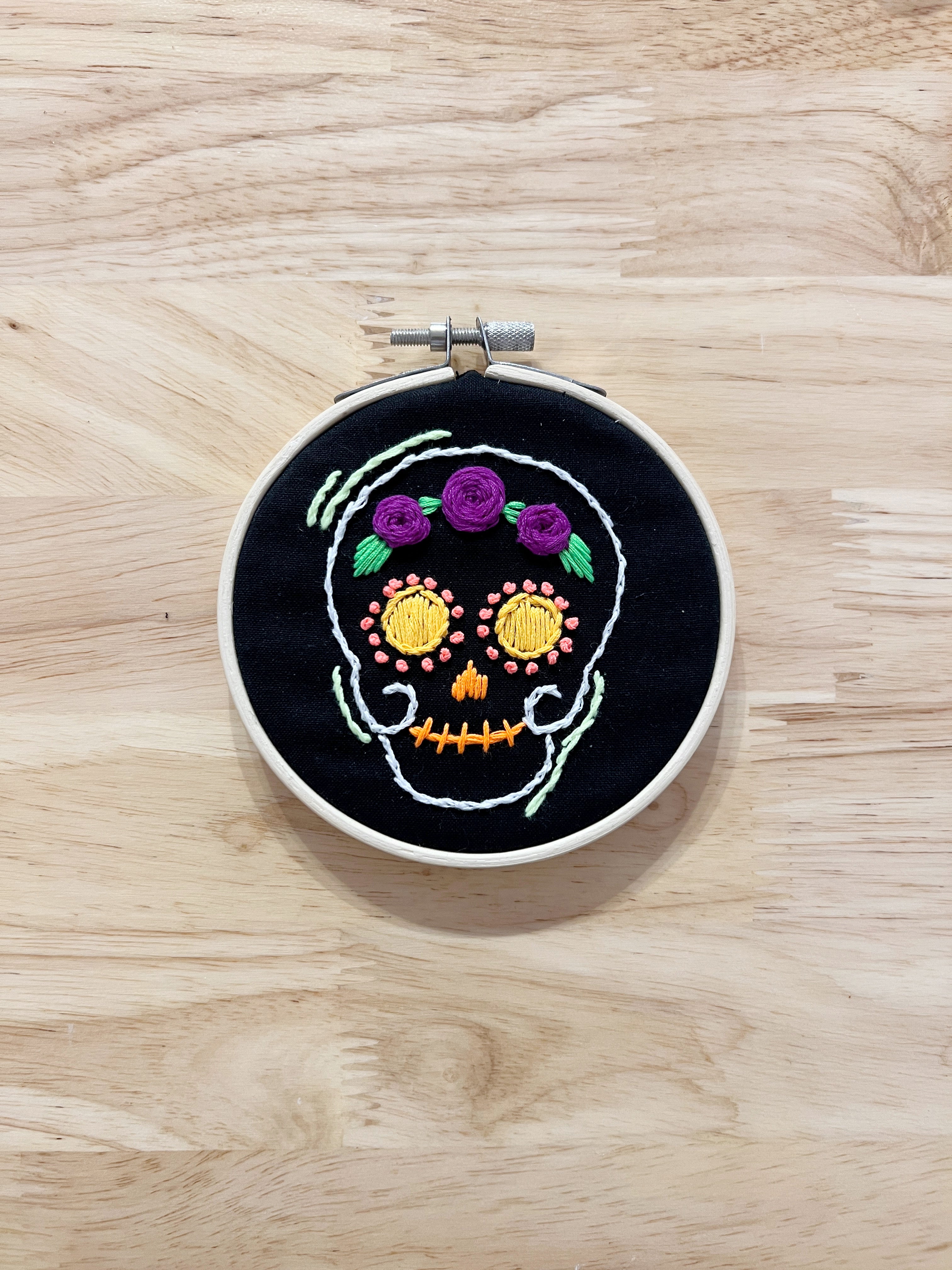 Framed Embroidery | Sugar Skulls
