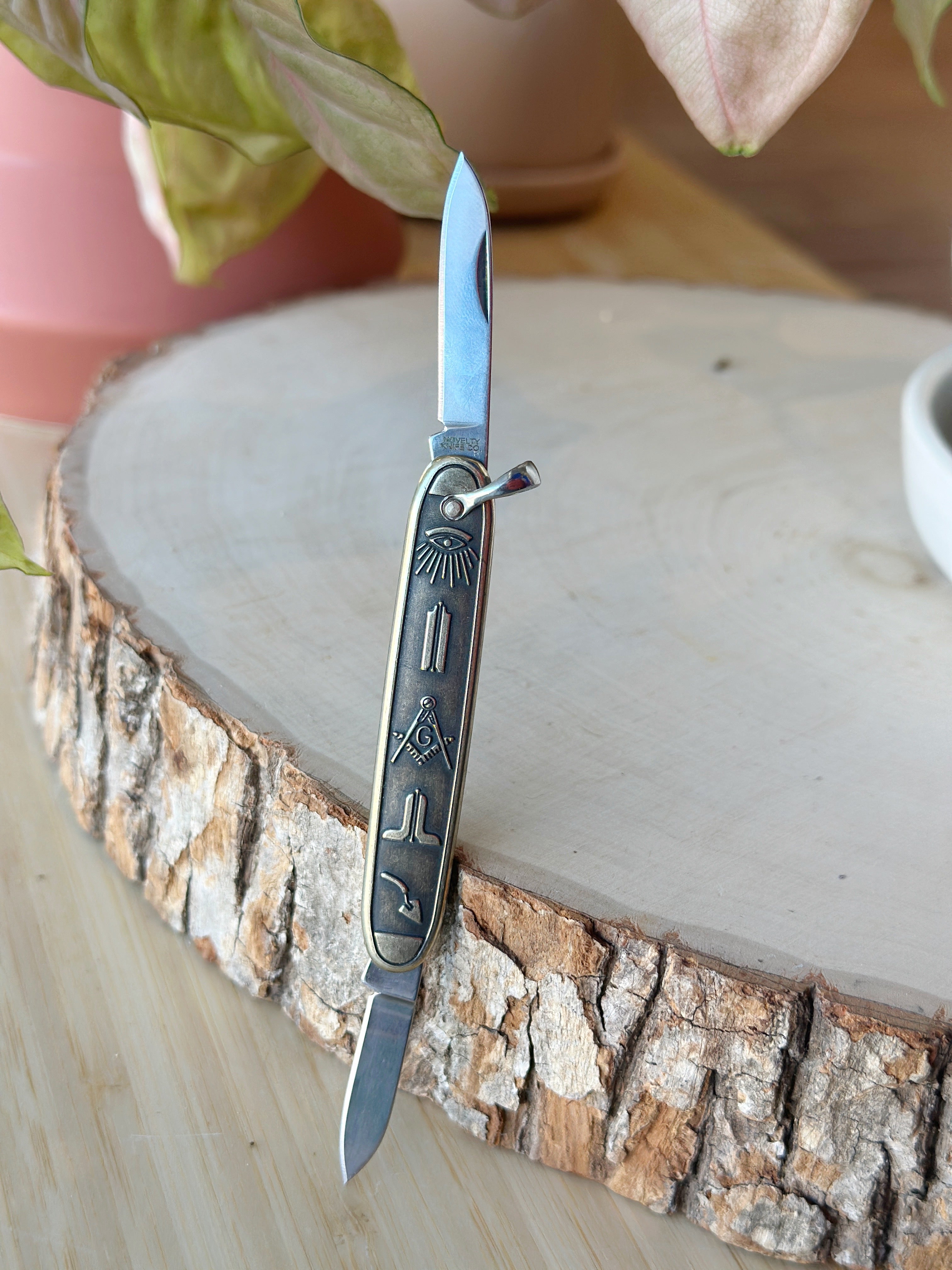 Brass Masonic Pocket Knife