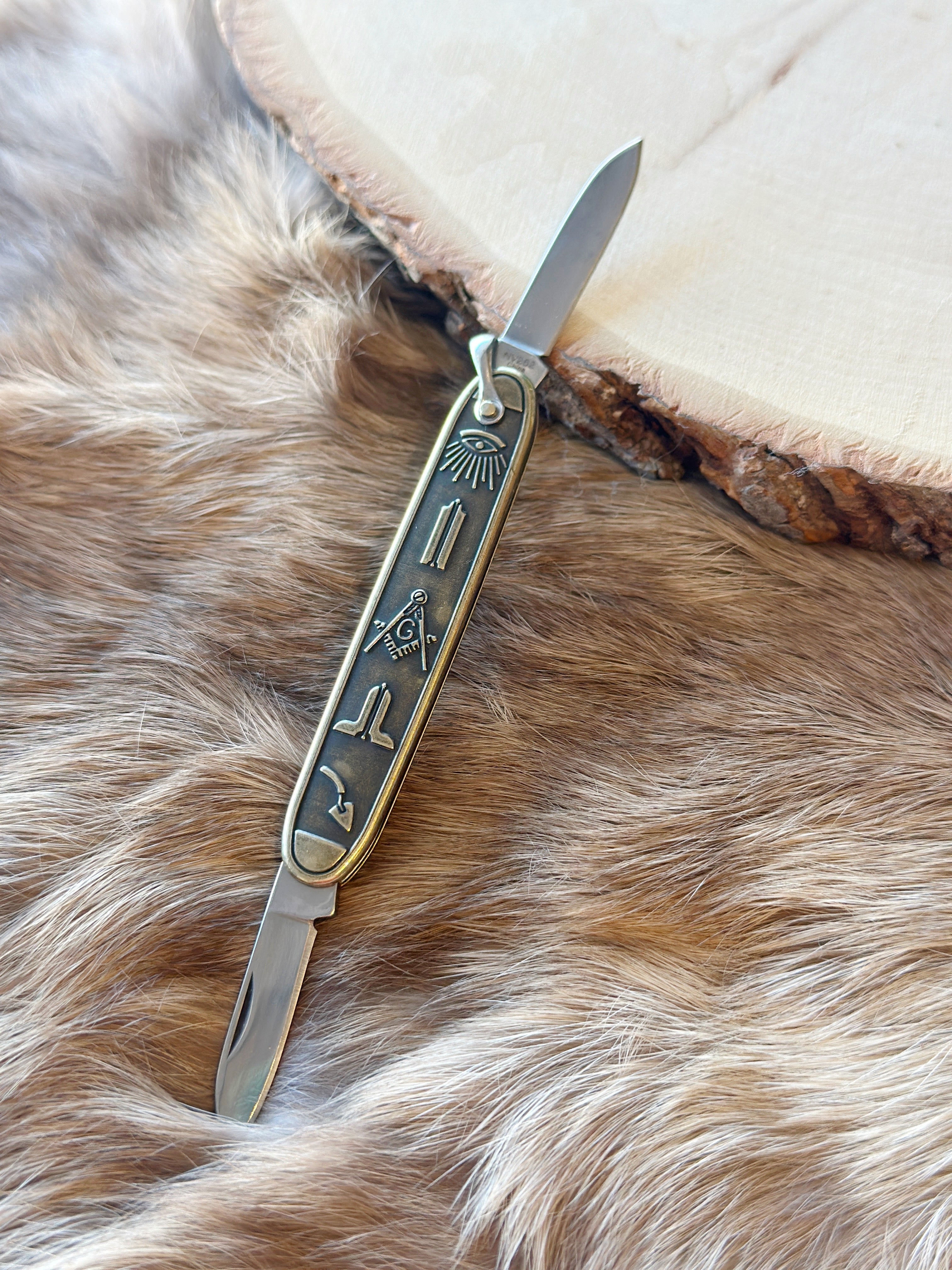 Brass Masonic Pocket Knife