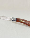 Wooden Cheetah Pocket Knife | Damascus Steel Blade