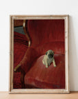 Art Print | Pug on Red Chair Portrait