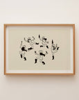 Capture the spirited charm of the West with this playful art print featuring cowgirls dancing in a lively circle. Rendered in a sketchy, hand-drawn style with a cool vintage flair, it reimagines the iconic Matisse "The Dance" in a uniquely western way. Perfect for adding a fun and eclectic touch to any room, this unframed art print brings movement and character to your wall with a fresh artistic twist.