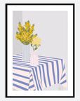 Cheerful yellow flowers in striped vases add modern charm to your space! This bold, colorful print brings a bright, happy vibe to any room