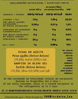 Amongst the most sustainable species one can tin, garfish (or Belone belone) is a long and slender, needle-like fish known for its striking, silver skin, unique flavor, and firm texture. If you enjoy sardines and mackerel, this offering in Portuguese olive oil is a must-try addition to your next tinned seafood spread. We recommend first trying them on grilled toast with piquillo peppers or giving them a quick batter, deep fry, and dowsing of lemon juice for a crispy, umami-rich appetizer.