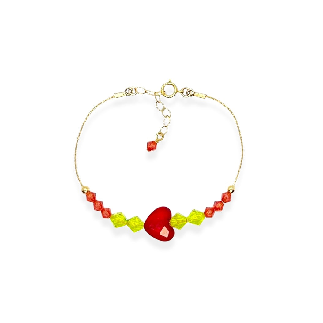 The Beaded Crystal Bracelet is a vibrant celebration of connection and joy, designed to brighten your day and remind you of the bonds that matter most. Crafted with 14k gold-filled components and vibrant, high-quality crystals, it adds a cheerful pop of color to your wrist. The unique adjustable design lets you either let the beads move freely along the bracelet or cinch them together for a perfectly centered look.