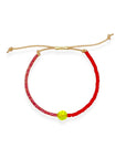 Grounded in natural beauty with a flash of brilliance, the Leather Bracelet brings texture and color together in one thoughtful design. Japanese glass beads are handwoven onto a supple leather band, accented with a singular hand-cut crystal and finished with a 14k gold-filled sliding clasp.