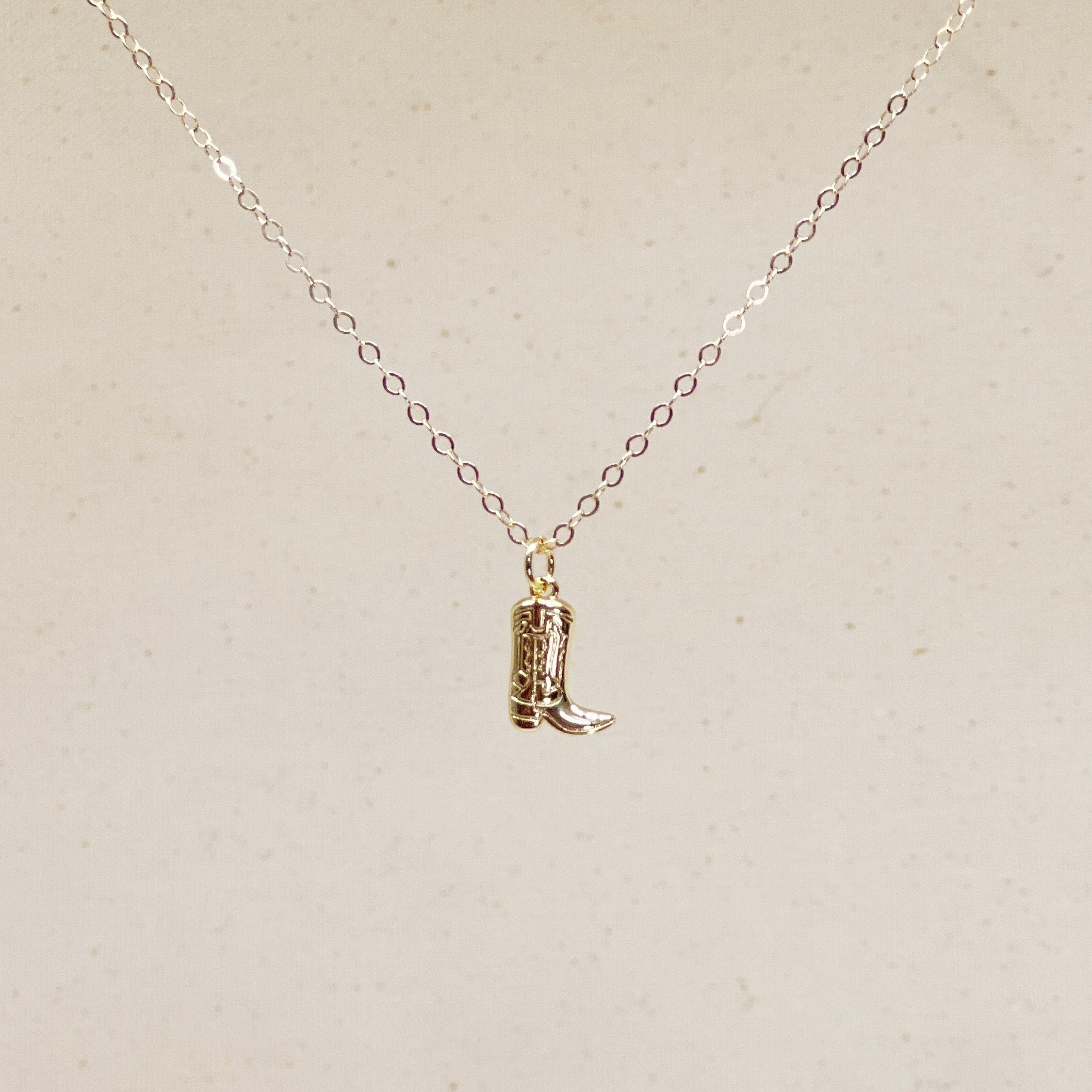 Gold-filled Cowboy Boot Charm Necklace