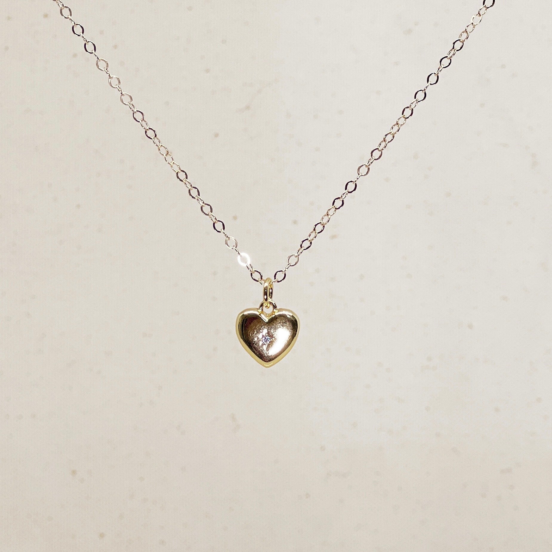 Gold-filled Heart & Stone Charm Necklace