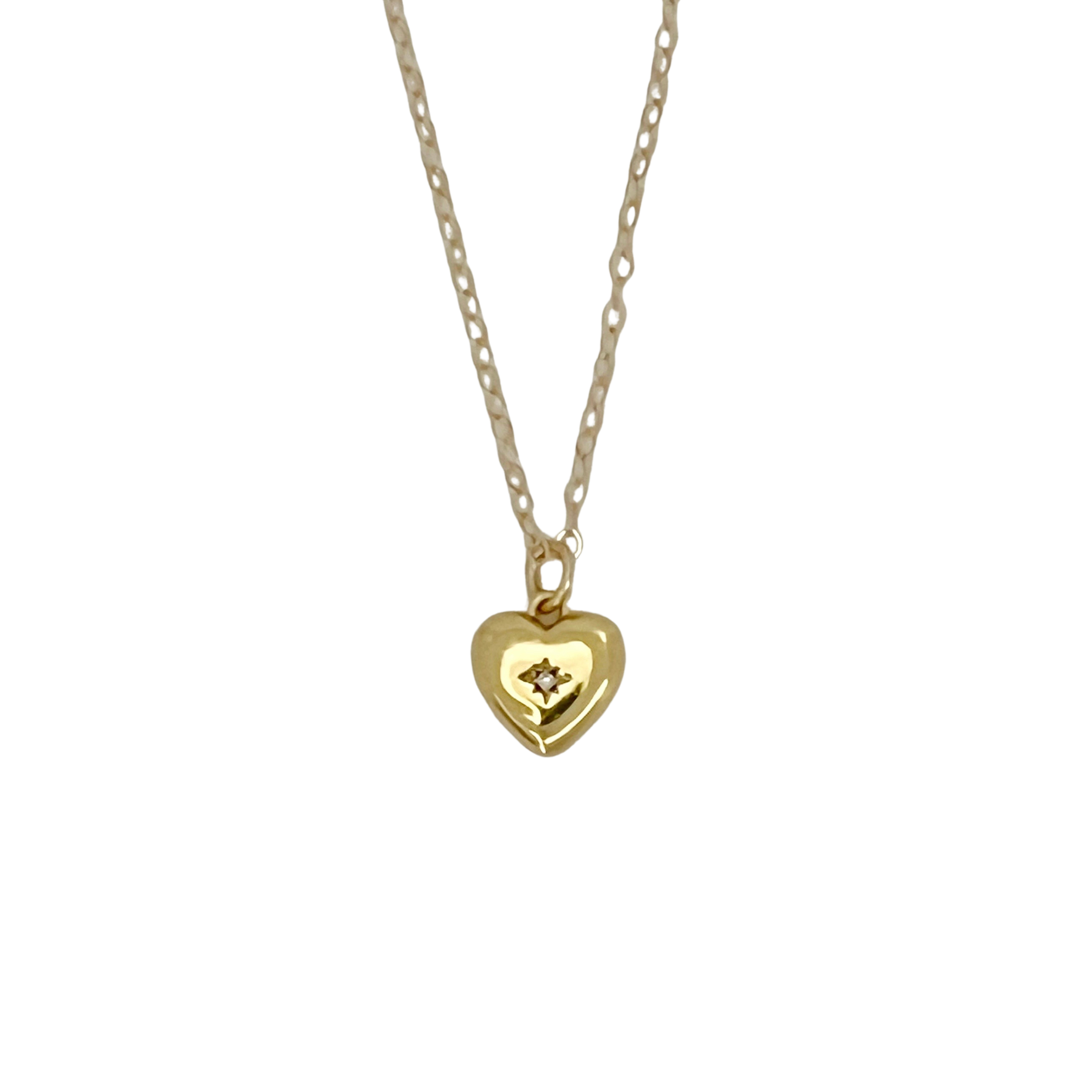 Gold-filled Heart & Stone Charm Necklace