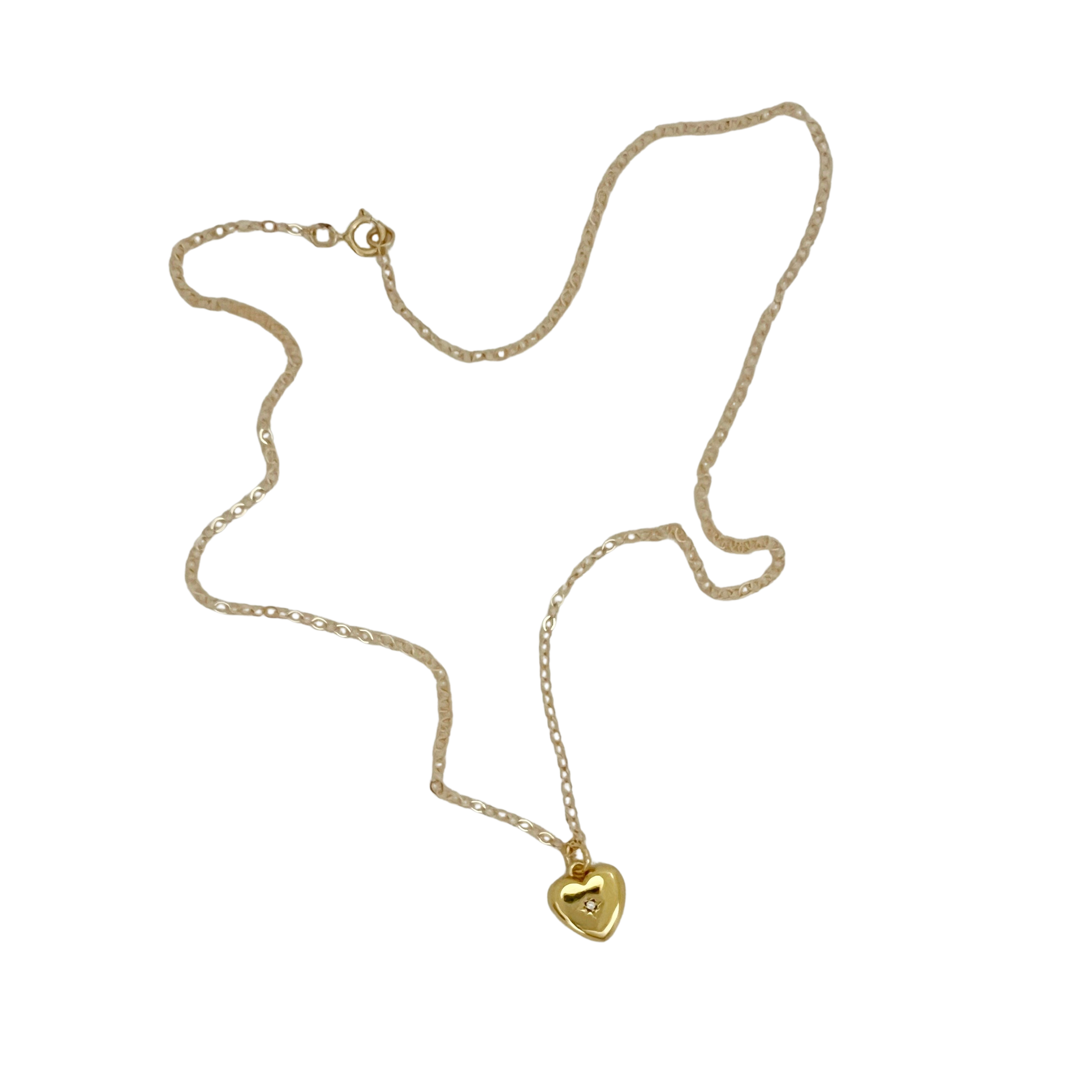 Gold-filled Heart & Stone Charm Necklace
