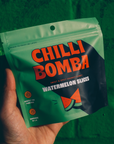 Chilli Bomba Watermelon Chamoy Candy—juicy gummies coated in tangy chamoy and chili. Sweet, sour, and spicy in every bite. Bold flavor made in the USA.