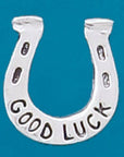 Carry around some good luck! This Good Luck Coin is the perfect little addition to carry around in your bag or decorate little spaces around your home. The front of the coin features a horseshoe and the back of the coin reads "Good Luck". Fine hand-crafted pewter, made in Canada.
