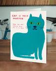 Unleash your inner mischief with our Cat Master Greeting Card, featuring the hilarious, unmistakably quirky artwork of David Shrigley. Perfect for birthdays, everyday laughs, or just because, this card is blank inside so you can add your own punchline—or let Shrigley’s dry humor do the talking!