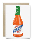 Spice up your birthday wishes with this Hot Stuff Crystal greeting card! Made in Houston, Texas, this card features a bottle of Crystal hot sauce with a quirky message and unique illustrated artwork. Blank inside, perfect for adding your own unique touch. Get saucy and celebrate!
