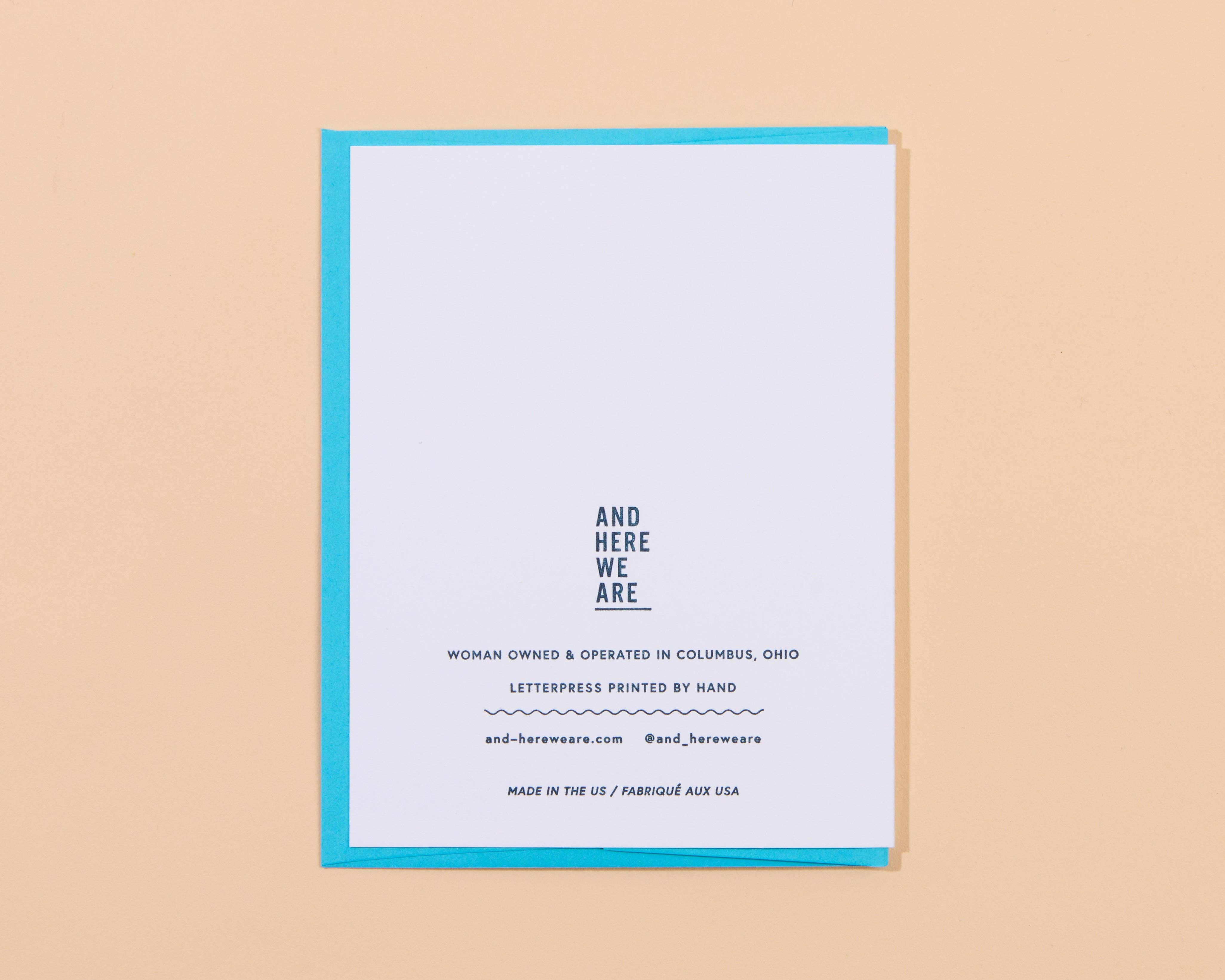 Boppy Beepday to Boop! This birthday card is perfect for any kid (or any robot enthusiast). Letterpress printed and hand crafted in Columbus, Ohio, it comes with a coordinating envelope and plenty of charm.