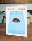 Celebrate the true boss of the house with the Sleep On The Bed Greeting Card, featuring the hilarious artwork of David Shrigley. Perfect for dog lovers, birthdays, or just a little everyday humor, this card is blank inside so you can add your own message—or let the art do the talking.