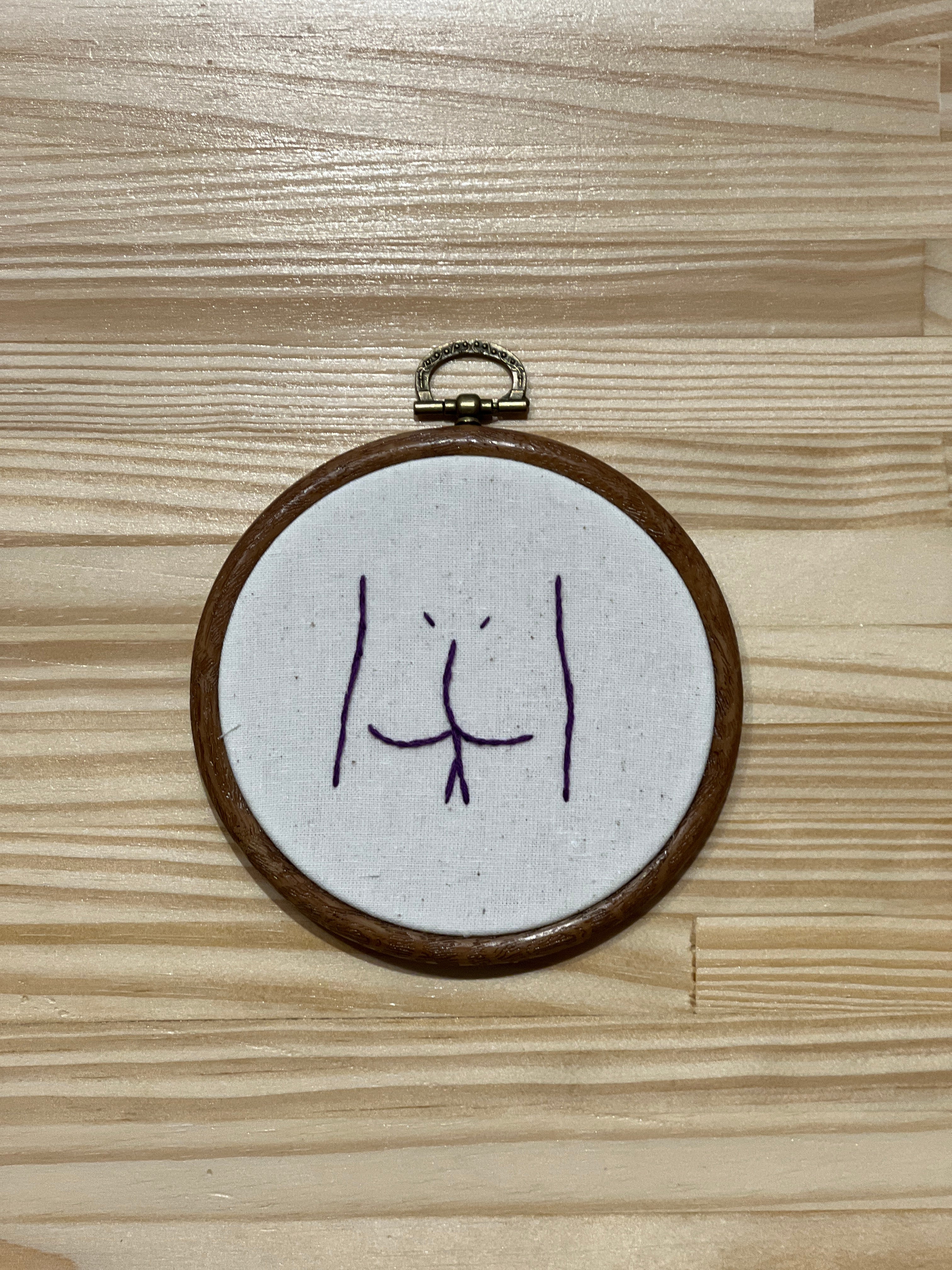 His Butt | Framed Embroidery