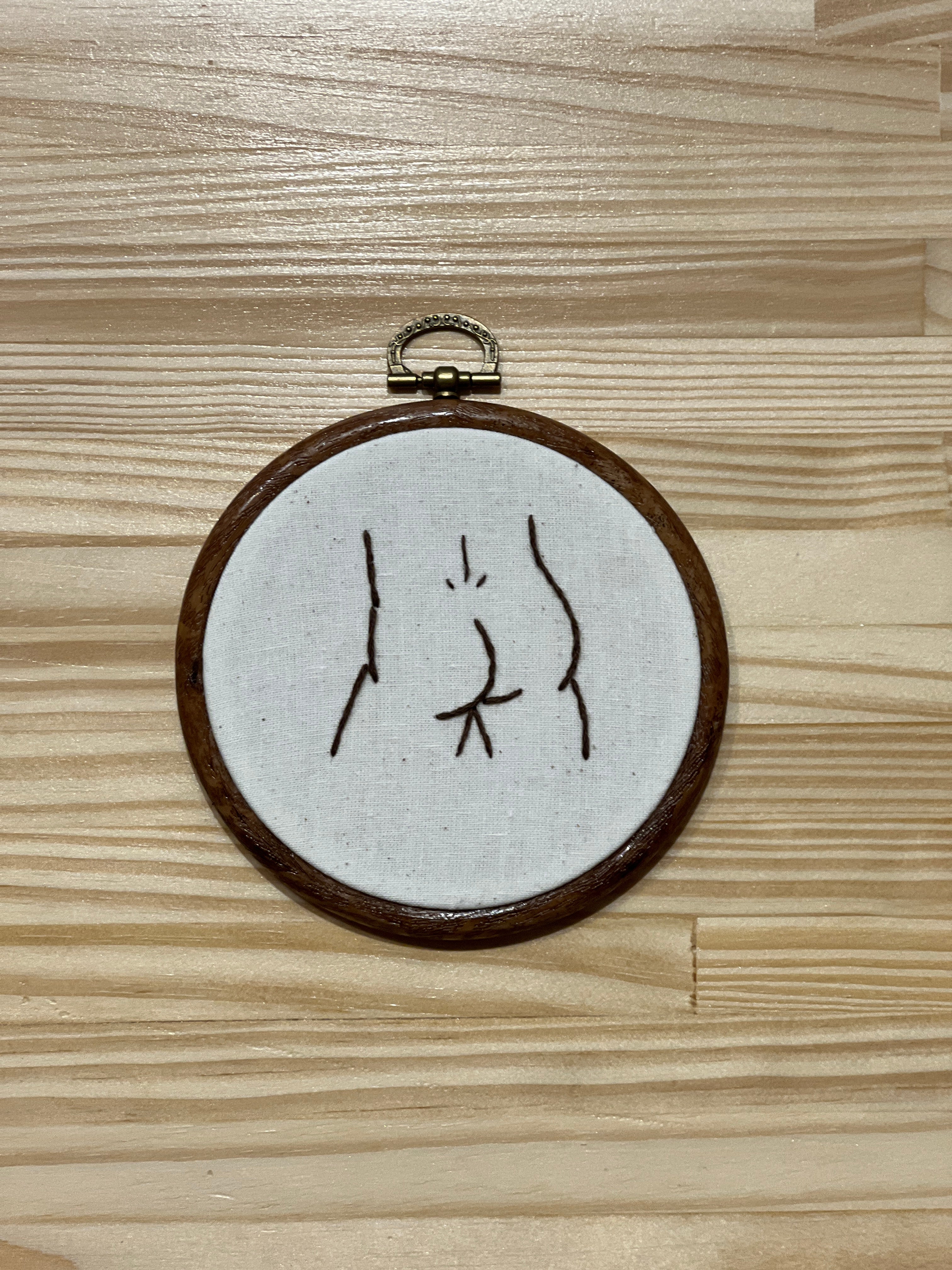 His Butt | Framed Embroidery