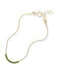 Pick your perfect color.
The Septima Anklet is made to order in your choice of color from a wide selection of solid hues. It’s an easy way to create something just for you.
Each anklet is handcrafted with beautiful Japanese glass beads strung on an adjustable 14k gold-filled chain. Choose a color that matches your team, wedding, wardrobe, or mood. The Septima Anklet is simple, elegant, and uniquely yours.