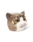 This adorable Small Tabby Cat Head Planter is the perfect complement to any cat lover's favorite cactus, succulent or flowers. Crafted out of ceramic, the cartoon-like shape of this cat head planter is sure to add a touch of fun and whimsy anywhere.