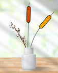 Handcrafted stained glass cattail stem for lasting, colorful home decor. Mix and match with other stems for a custom, everlasting floral arrangement.
