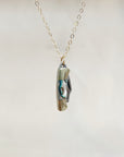 Mini mother of pearl knife pendant on a gold-filled chain