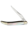 Elevate your urban carry with the Toothpick Knife—featuring a sleek black pearl handle, mirror-finish stainless blade, and nickel silver details for timeless style.