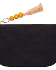 Protect your treasures with the Small Amulet Zip Pouch, embroidered with a sacred scarab beetle on durable black cotton. A powerful talisman for your most valued items.