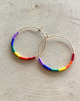 Pride Hoop Earring / Rainbow Beaded 14k Gold-filled