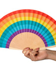 Wooden Fan | Rainbow Stripe