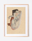 Art Print | "Crouching Nude in Shoes and Black Stocking" by Egon Schiele
