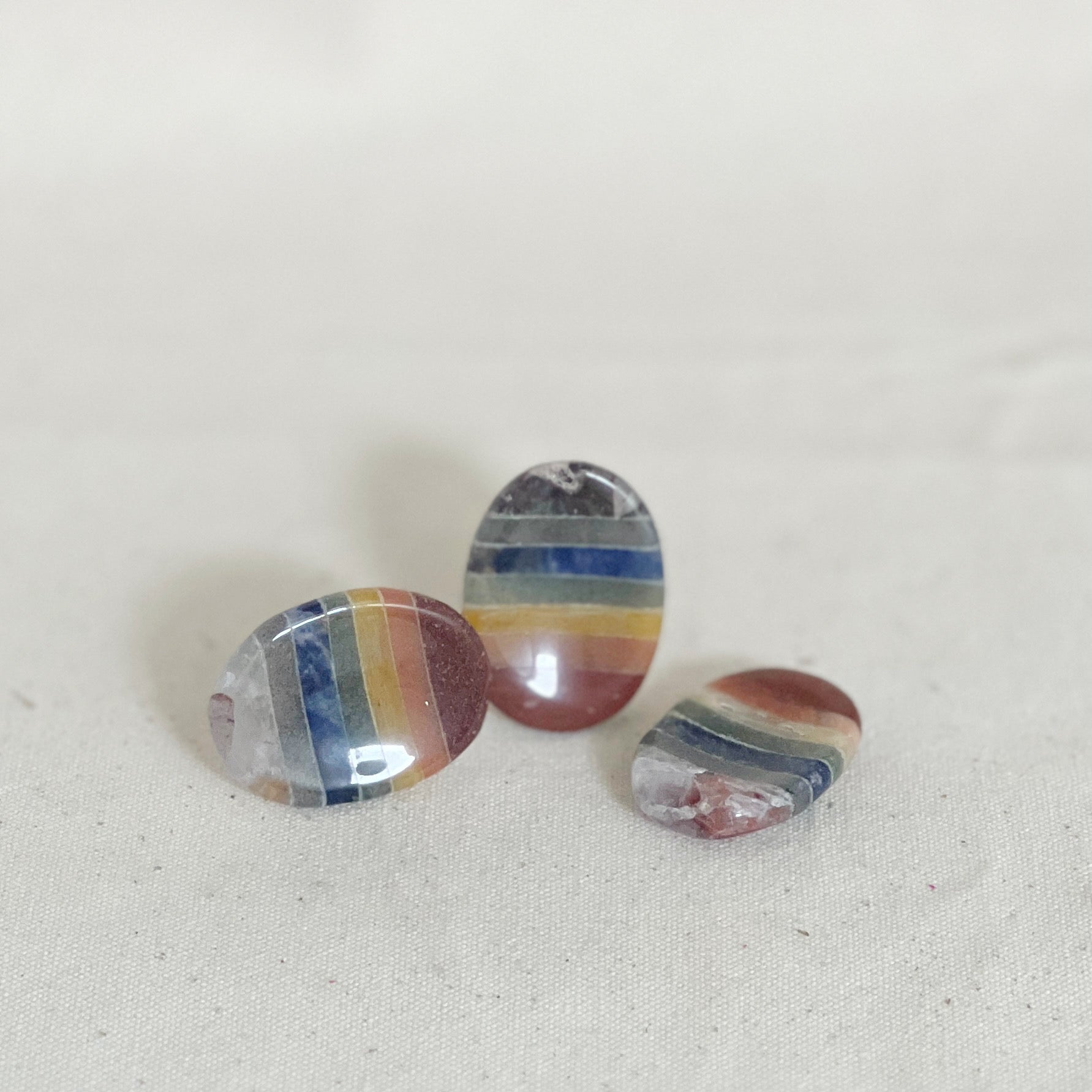 Crystals | Seven Chakra Banded Rainbow Worry Stone