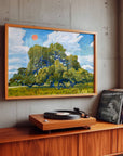 Art Print | Texas Hill Country Live Oak and Red Summer Sun