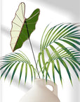 Stained Glass | Tropical Green Large Alocasia Leaf