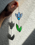 Handcrafted stained glass flower suncatcher. Poppy, rose, fleur-de-lis & dandelion designs. Boho window decor & wall art. Perfect gift.