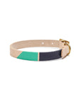 Now you can customize our Willis Eastwood pet line by choosing your paint colors! Choose the perfect colors to reflect your pet's style! For the toughest little guy or the biggest softie, the Willis collar brings colorful personality to a classic leather design for your pet. Natural leather collar features 5 holes for the perfect fit. Finished with brass hardware and your choice of color block.