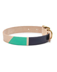 Now you can customize our Willis & Eastwood pet line by choosing your paint colors! Choose the perfect colors to reflect your pet's style! For the toughest little guy or the biggest softie, the Willis collar brings colorful personality to a classic leather design for your pet. Natural leather collar features 5 holes for the perfect fit. Finished with brass hardware and your choice of color block.