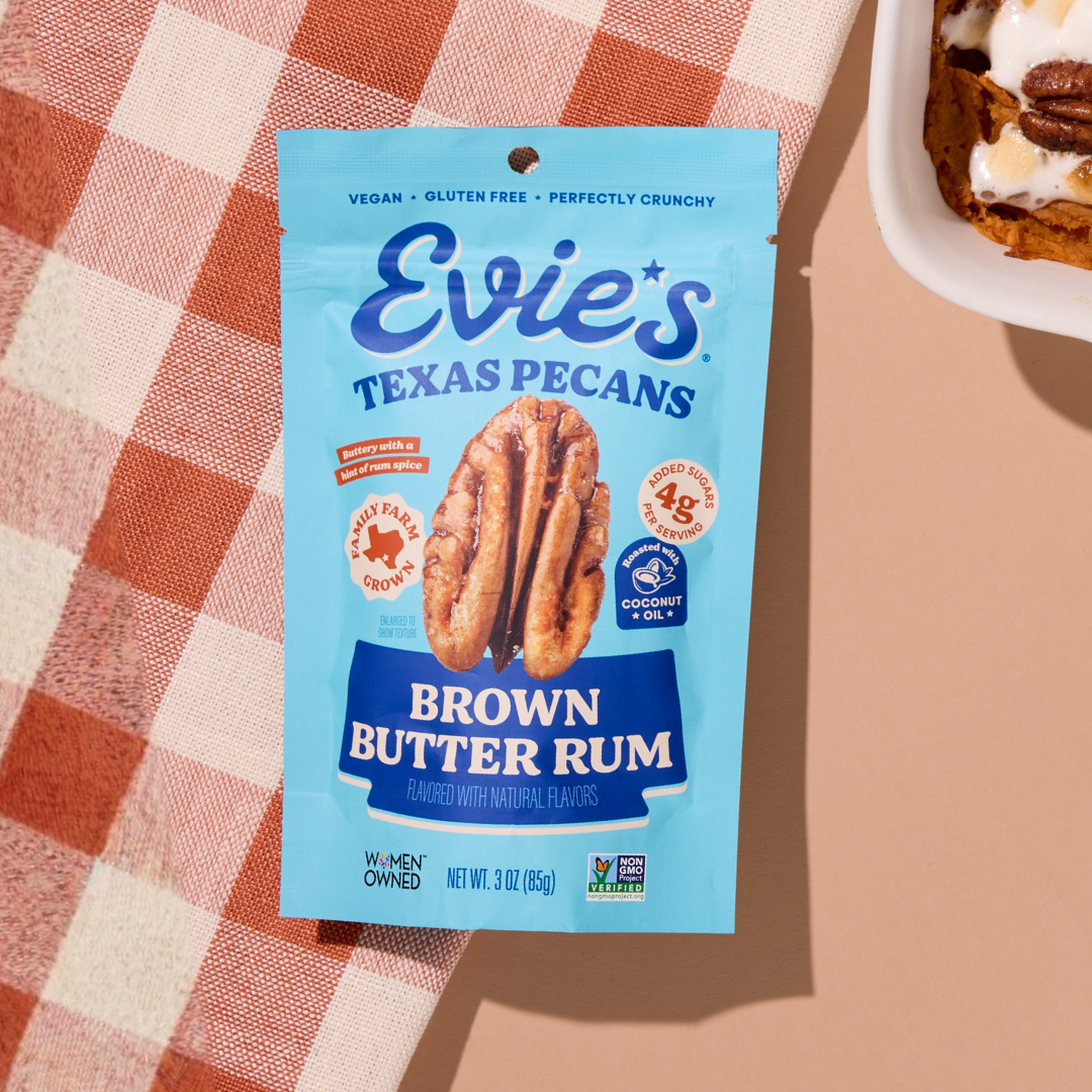 Evie's Snacks | Brown Butter Rum Candied Pecans