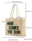 LARGE CAPACITY STRAW BAG WITH EMBROIDERED LETTERS_CWAB4700: CAMEL / (OS) 1