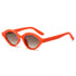 Orange small oval frame sunglasses with gray lenses on a white background