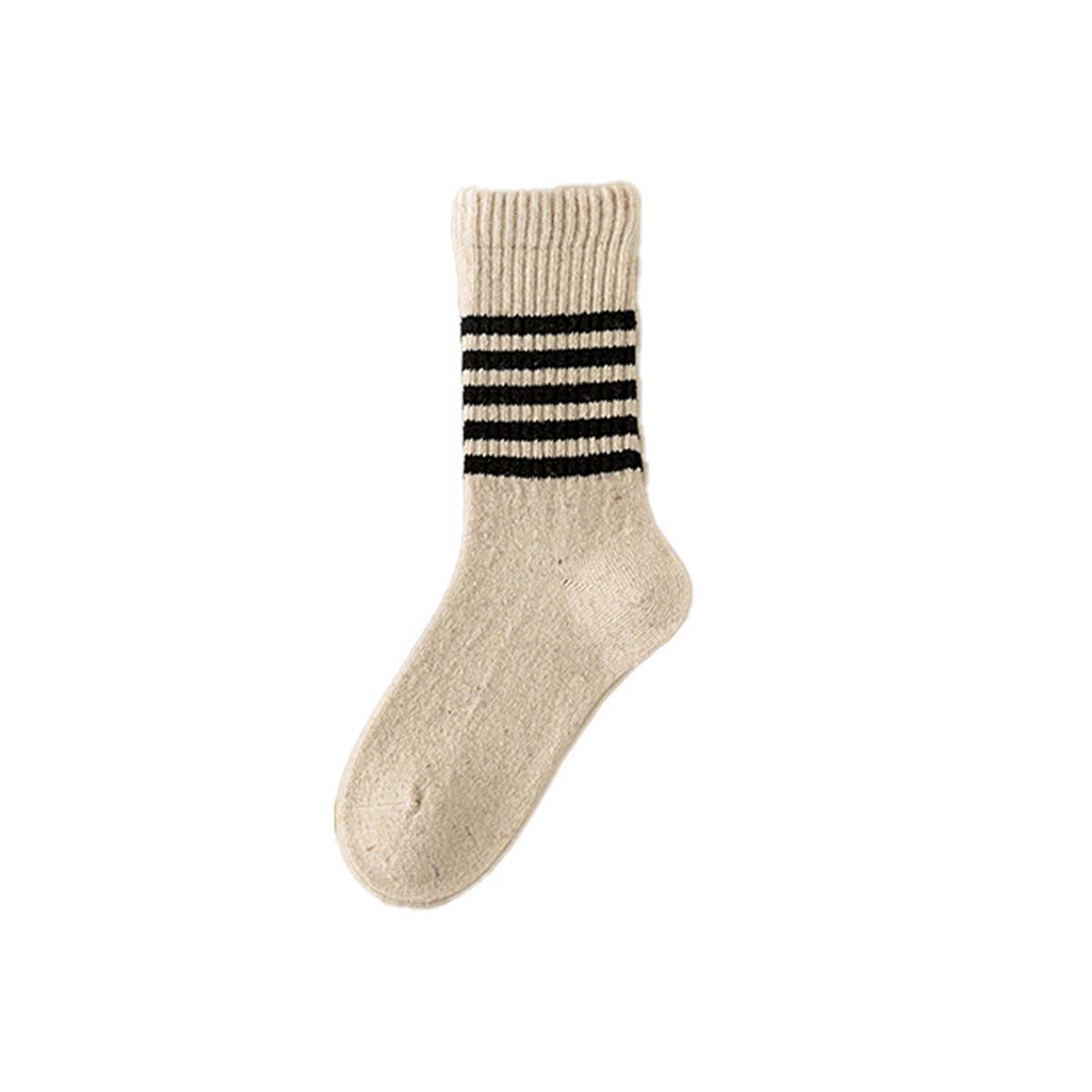 Japanese Style Striped Crew Socks | Beige
