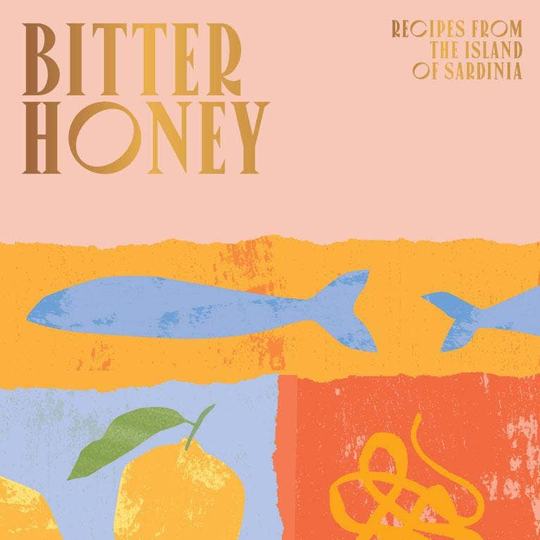 Book cover of 'Bitter Honey' with lemons and abstract design on a pink background