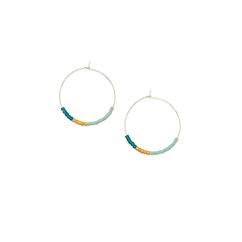 Dusk Hoop Earring | Japanese Glass Beads on Sterling Silver