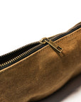Waxed canvas zip pouches in tan, olive, navy and black