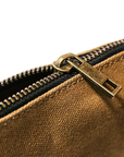 Waxed canvas zip pouches in tan, olive, navy and black