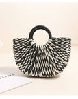 Half Round Straw Tote Bag